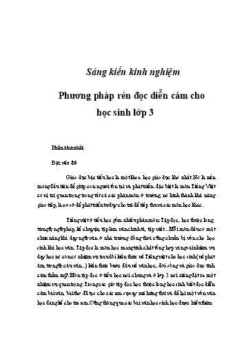 Sáng kiến kinh nghiệm Phương pháp rèn đọc diễn cảm cho học sinh Lớp 3