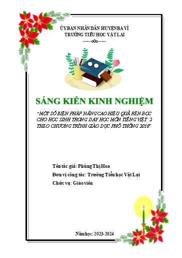 SKKN Một số biện pháp nâng cao hiệu quả rèn đọc cho học sinh trong dạy học môn Tiếng Việt 2 theo chương trình giáo dục phổ thông 2018 SKKN Một số biện pháp nâng cao hiệu quả rèn đọc cho học sinh trong dạy học môn Tiếng Việt 2 theo chương trình giáo dục phổ thông 2018