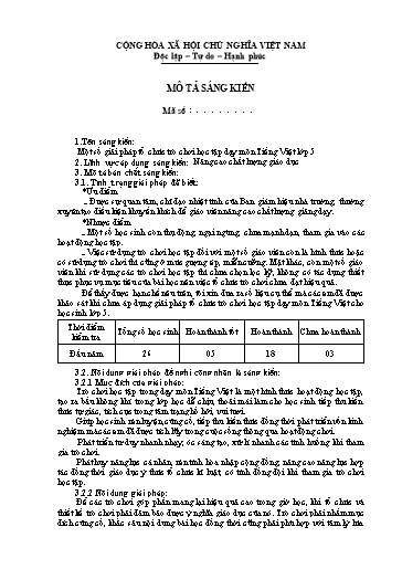 Mô tả Sáng kiến kinh nghiệm Một số giải pháp tổ chức trò chơi học tập dạy môn Tiếng Việt Lớp 5