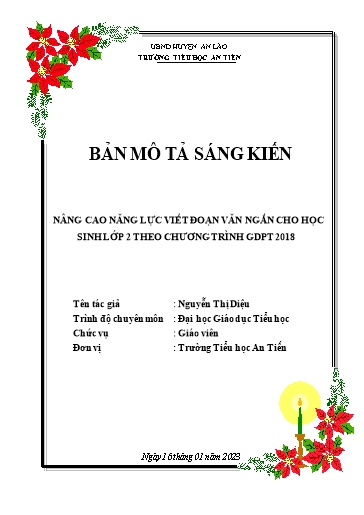 Mô tả Sáng kiến kinh nghiệm Nâng cao năng lực viết đoạn văn ngắn cho học sinh Lớp 2 theo chương trình GDPT 2018