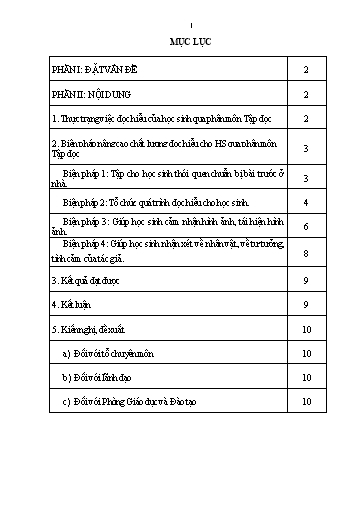 Sáng kiến kinh nghiệm Biện pháp nâng cao chất lượng đọc hiểu cho học sinh qua phân môn Tập Đọc Lớp 4