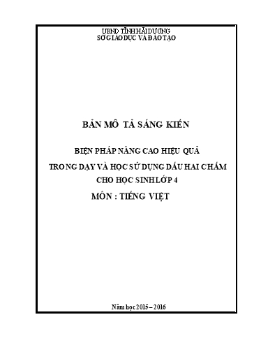 Sáng kiến kinh nghiệm Biện pháp nâng cao hiệu quả trong dạy và học sử dụng dấu hai chấm cho học sinh Lớp 4