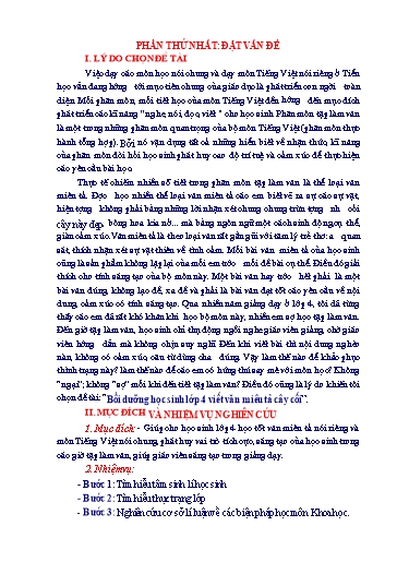 Sáng kiến kinh nghiệm Bồi dưỡng học sinh Lớp 4 viết văn miêu tả cây cối