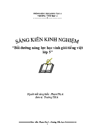 Sáng kiến kinh nghiệm Bồi dưỡng năng lực học sinh giỏi Tiếng Việt Lớp 5