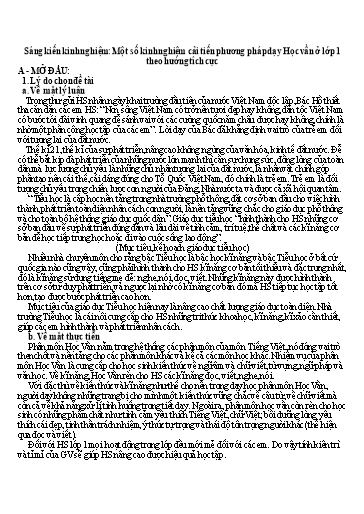 Sáng kiến kinh nghiệm Cải tiến phương pháp dạy Học vần ở Lớp 1 theo hướng tích cực