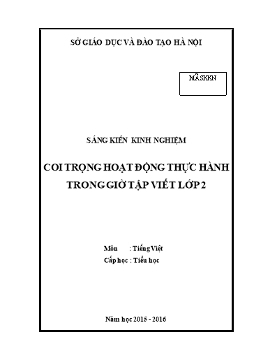 Sáng kiến kinh nghiệm Coi trọng hoạt động thực hành trong giờ Tập viết Lớp 2