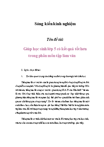 Sáng kiến kinh nghiệm Giúp học sinh Lớp 5 có kết quả tốt hơn trong phân môn Tập làm văn