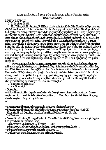 Sáng kiến kinh nghiệm Làm thế nào để dạy tốt tiết học vần 2 ở phân môn Học vần Lớp 1