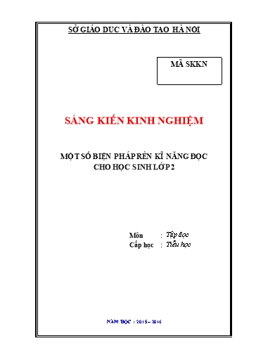 Sáng kiến kinh nghiệm Một số biện pháp dạy học môn Tập đọc cho học sinh Lớp 2