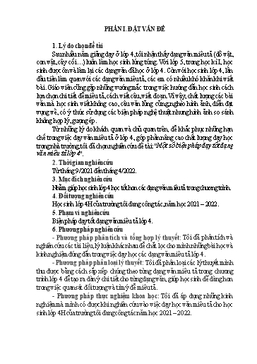 Sáng kiến kinh nghiệm Một số biện pháp dạy tốt dạng văn miêu tả Lớp 4