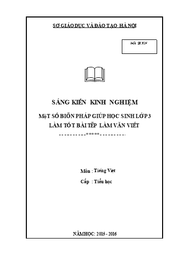 Sáng kiến kinh nghiệm Một số biện pháp giúp học sinh Lớp 3 làm tốt bài Tập làm văn viết