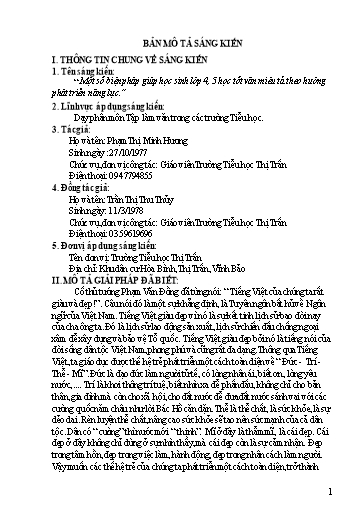 Sáng kiến kinh nghiệm Một số biện pháp giúp học sinh Lớp 4, 5 học tốt văn miêu tả theo hướng phát triển năng lực