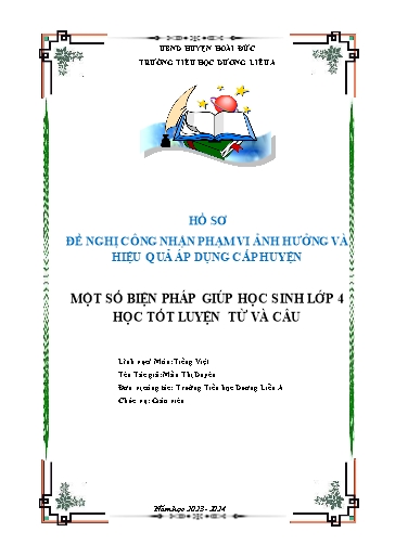 Sáng kiến kinh nghiệm Một số biện pháp giúp học sinh Lớp 4 học tốt Luyện từ và câu Sáng kiến kinh nghiệm Một số biện pháp giúp học sinh Lớp 4 học tốt Luyện từ và câu