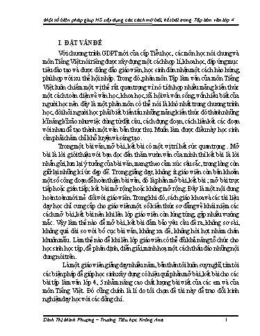 Sáng kiến kinh nghiệm Một số biện pháp giúp học sinh xây dựng các cách mở bài, kết bài trong Tập làm văn Lớp 4