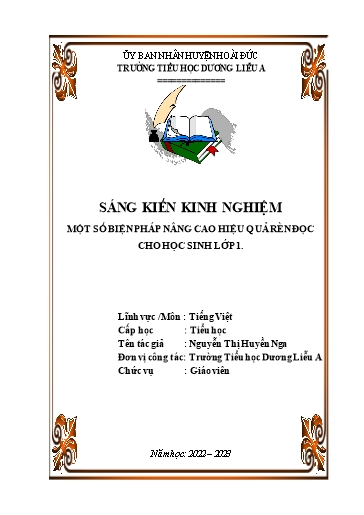 Sáng kiến kinh nghiệm Một số biện pháp nâng cao hiệu quả rèn đọc cho học sinh Lớp 1