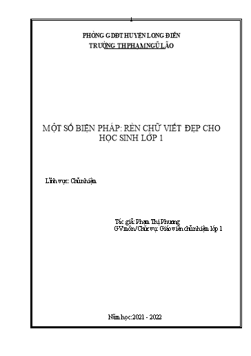 Sáng kiến kinh nghiệm Một số biện pháp rèn chữ viết đẹp cho học sinh Lớp 1