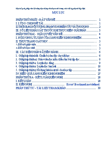 Sáng kiến kinh nghiệm Một số giải pháp rèn kỹ năng đọc đúng cho học sinh trong các tiết Tập đọc ở Lớp Một