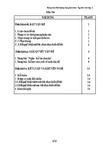 Sáng kiến kinh nghiệm Nâng cao chất lượng học phân môn Tập làm văn Lớp 3