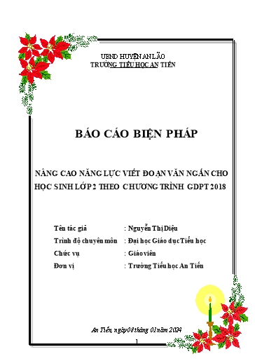 Sáng kiến kinh nghiệm Nâng cao nǎng lực viết đoạn vǎn ngắn cho học sinh Lớp 2 theo chương trình GDPT 2018