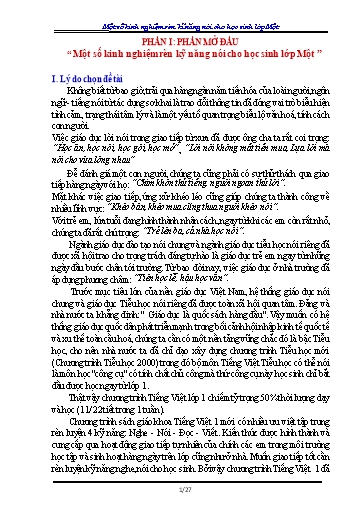 Sáng kiến kinh nghiệm Rèn kĩ năng nói cho học sinh Lớp Một