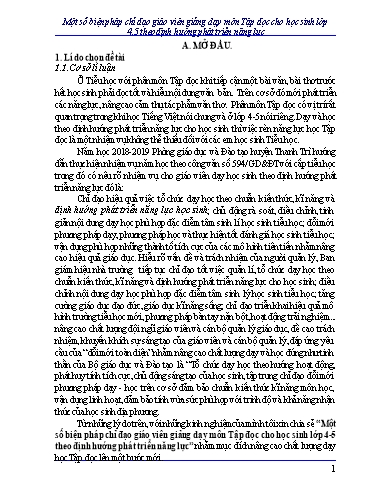 SKKN Một số biện pháp chỉ đạo giáo viên giảng dạy môn Tập đọc cho học sinh Lớp 4, 5 theo định hướng phát triển năng lực