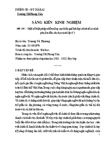 SKKN Một số biện pháp nhằm nâng cao hiệu quả bài dạy chính tả so sánh phụ âm đầu cho học sinh Lớp 4